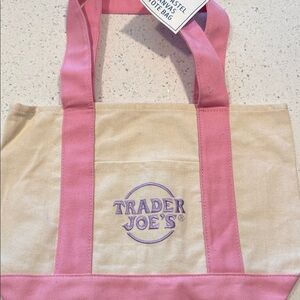 Trader Joe’s Pink & Cream Canvas Tote Bag
